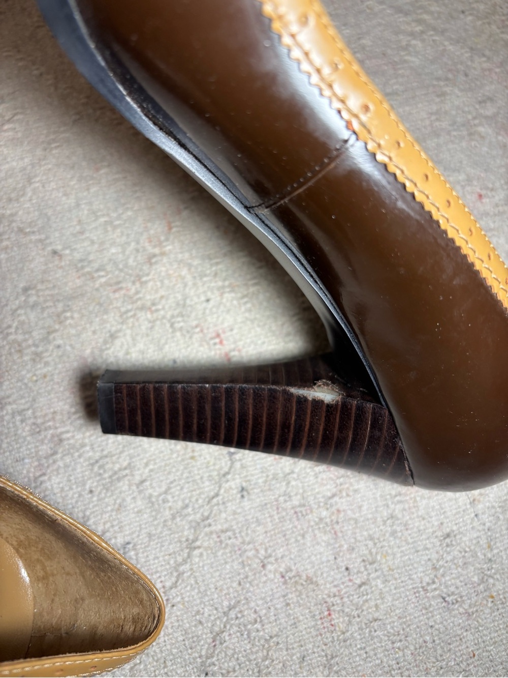 Lauren Ralph Lauren Brown and Tan Mary Jane Heeled Pumps - Picture 8 of 11